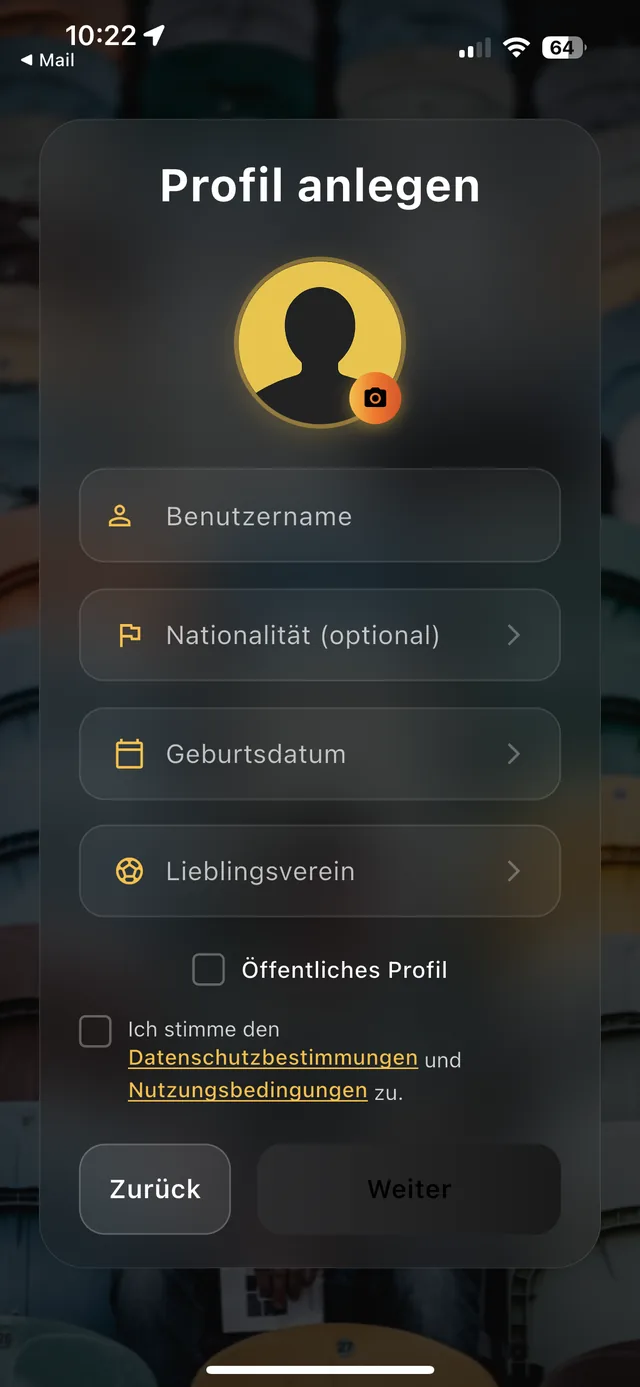 Hoppr Registrierung: Profil anlegen mit Benutzername, Nationalität und Geburtsdatum